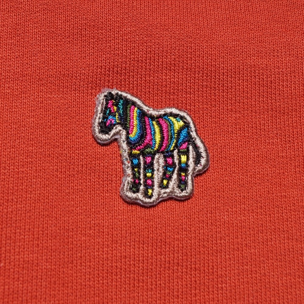 - Cotton Zip-Front Zebra Logo Hoodie - Burnt Orange