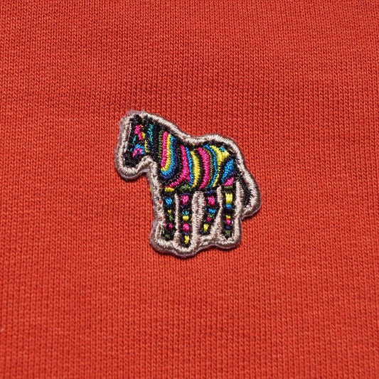 - Cotton Zip-Front Zebra Logo Hoodie - Burnt Orange