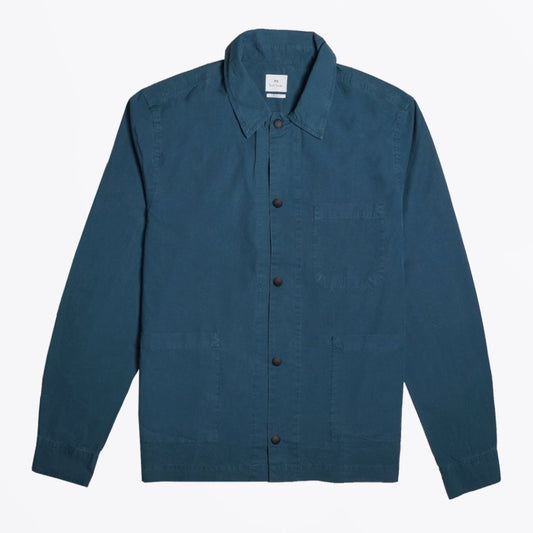 - Cotton Pop-Button Jacket - Petrol Green