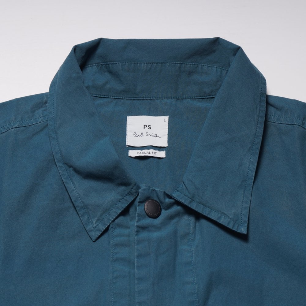 - Cotton Pop-Button Jacket - Petrol Green