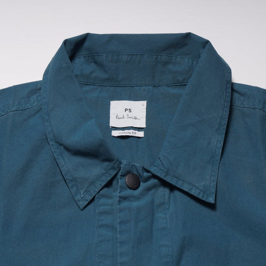 - Cotton Pop-Button Jacket - Petrol Green