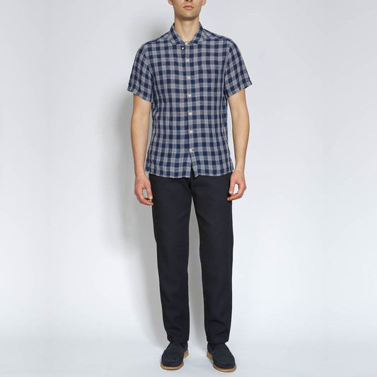 - Fishtail Cotton Trousers - Navy