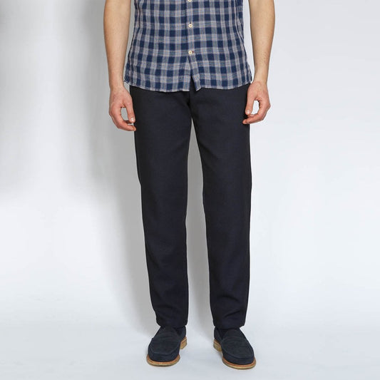 - Fishtail Cotton Trousers - Navy
