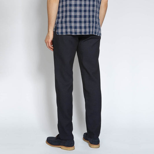 - Fishtail Cotton Trousers - Navy
