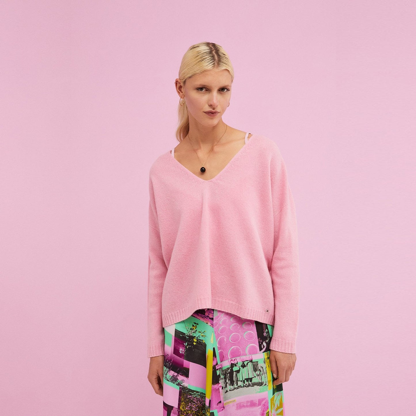 Wool-Cashmere Blend Pullover - Pink
