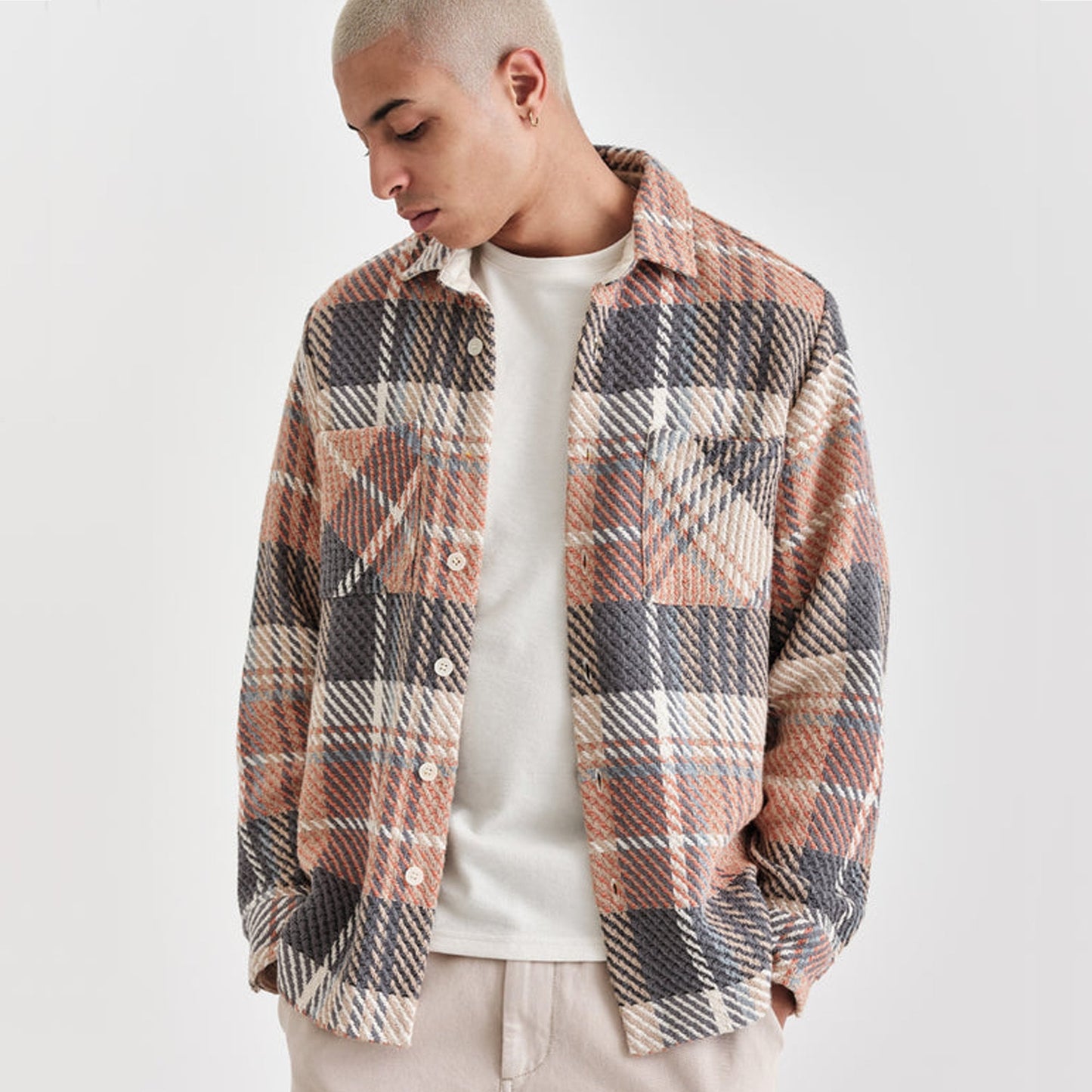 - Whiting - Plaid Overshirt - Orange/Grey