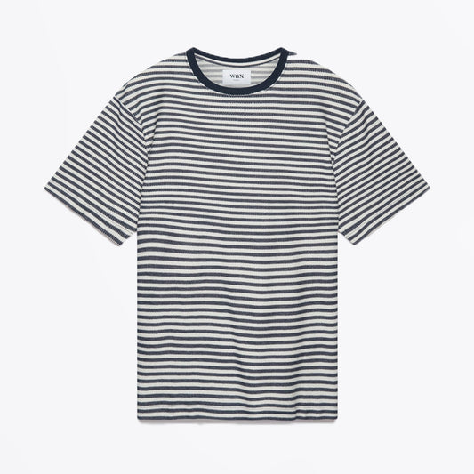 - Dean - Cotton Stripe T-Shirt - Navy/White