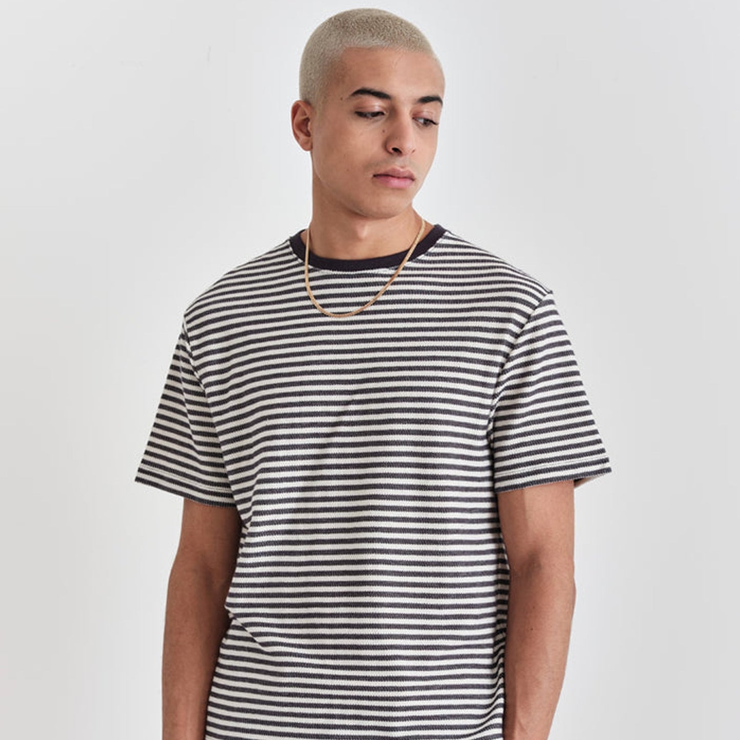 - Dean - Cotton Stripe T-Shirt - Navy/White