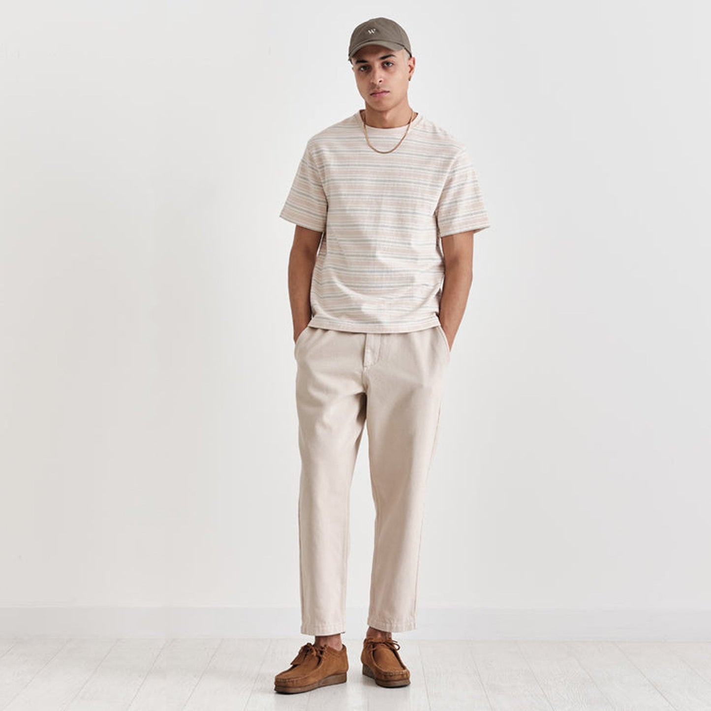 - Dean - Organic Cotton Stripe T-Shirt - Pink/White