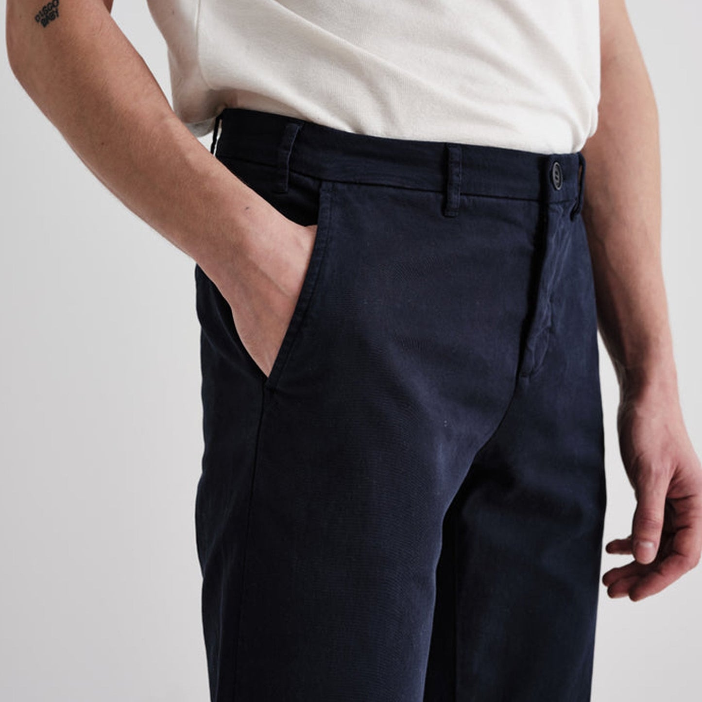 - Skye - Cotton Twill Trousers - Navy