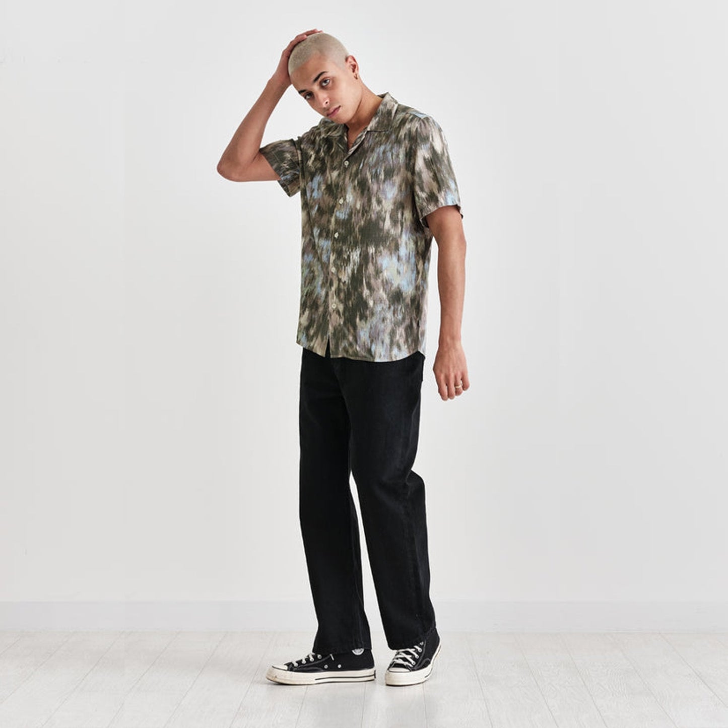 - Didcot - Watercolour Floral Shirt - Khaki