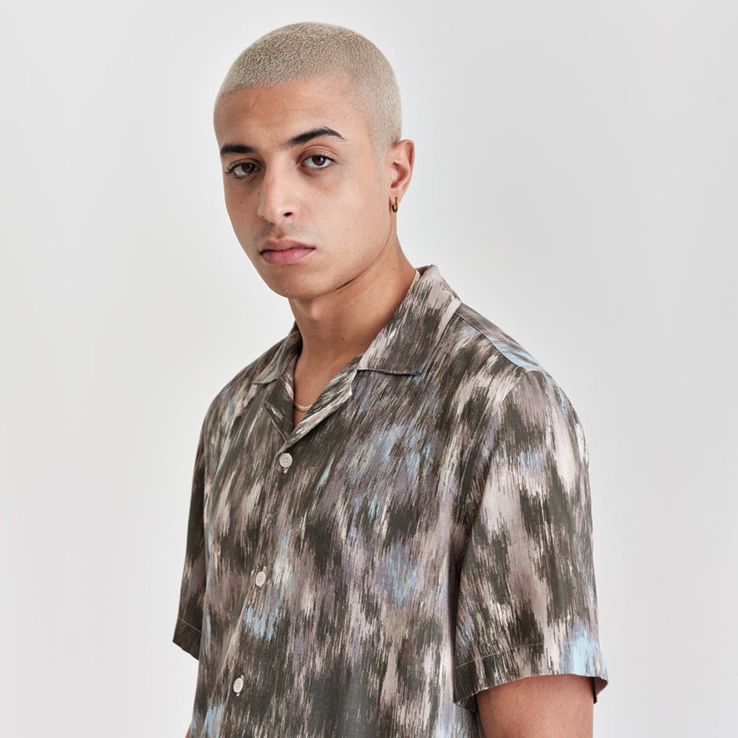 - Didcot - Watercolour Floral Shirt - Khaki