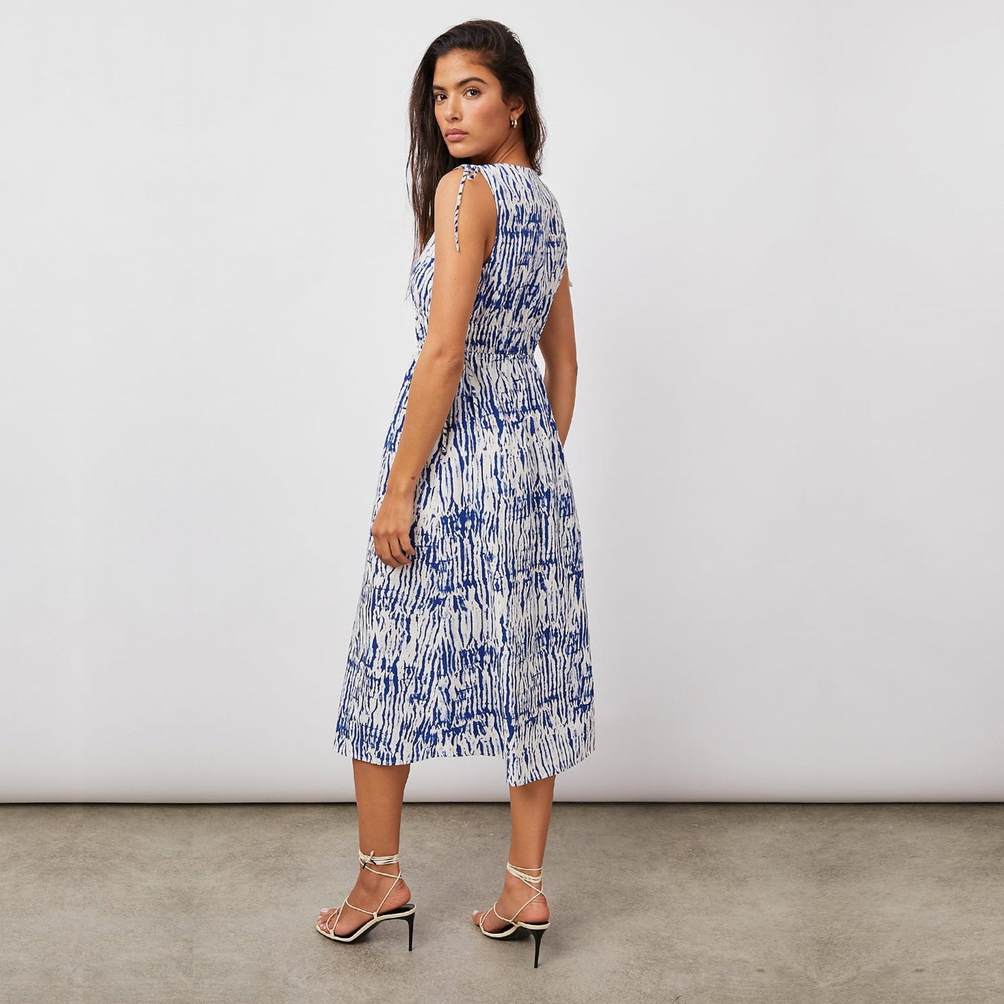 - Constantine Printed Midi Dress - Cobalt Shibori