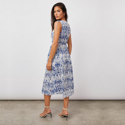 - Constantine Printed Midi Dress - Cobalt Shibori