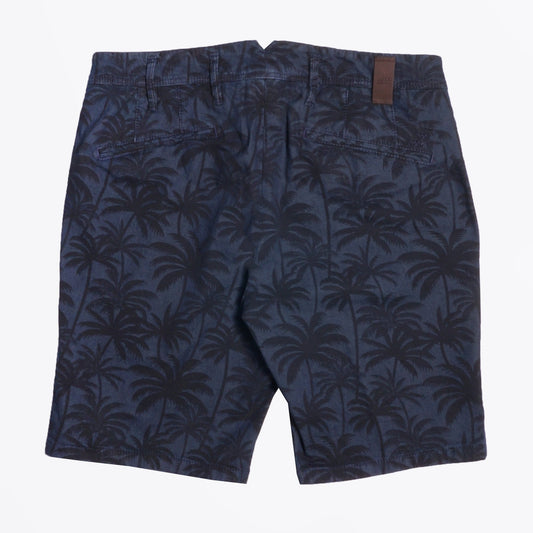 - B-Pavo Printed Shorts - Navy Palm Print