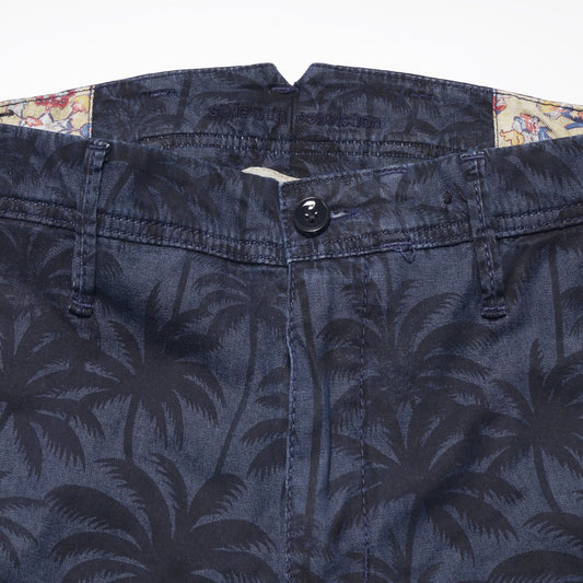 - B-Pavo Printed Shorts - Navy Palm Print