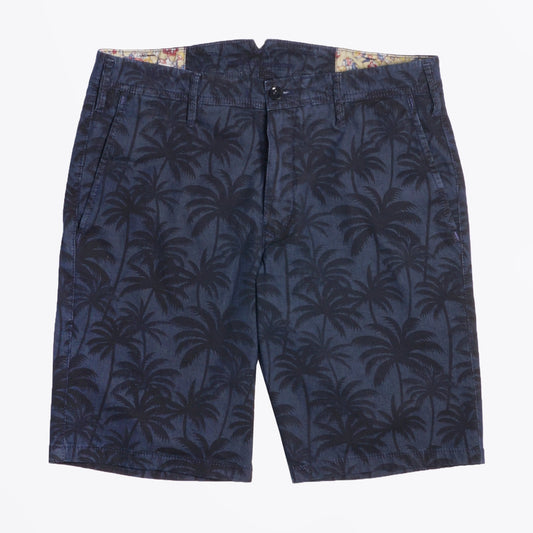 - B-Pavo Printed Shorts - Navy Palm Print