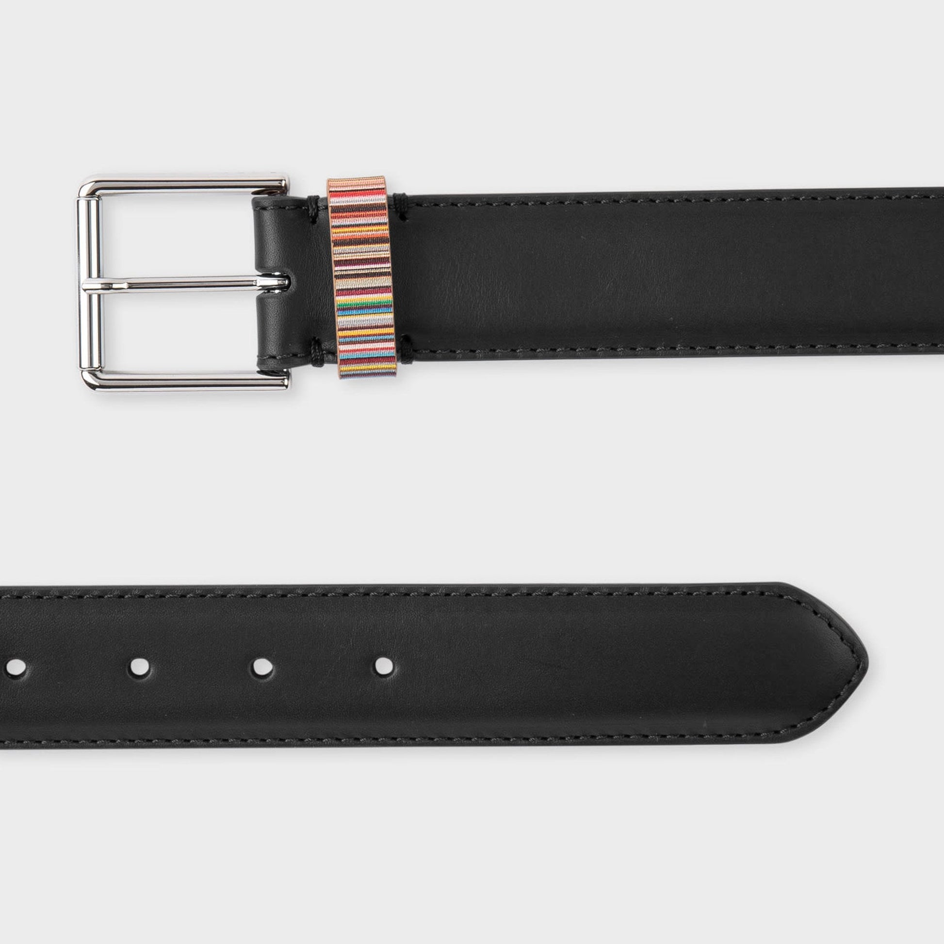 Paul Leather 'Signature Stripe' Belt - Black