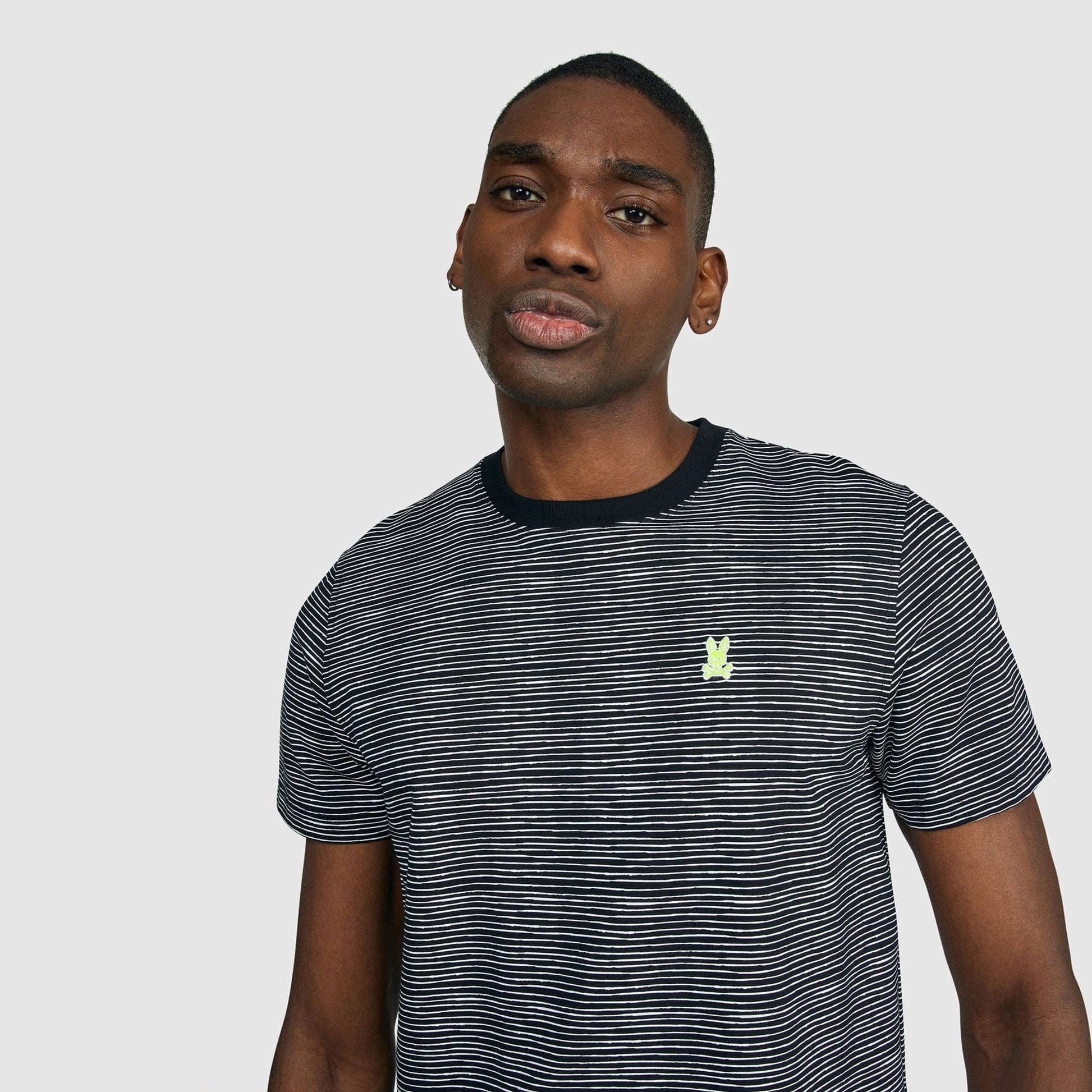 Psycho Lucas - Hand Drawn Stripe Tee - Black