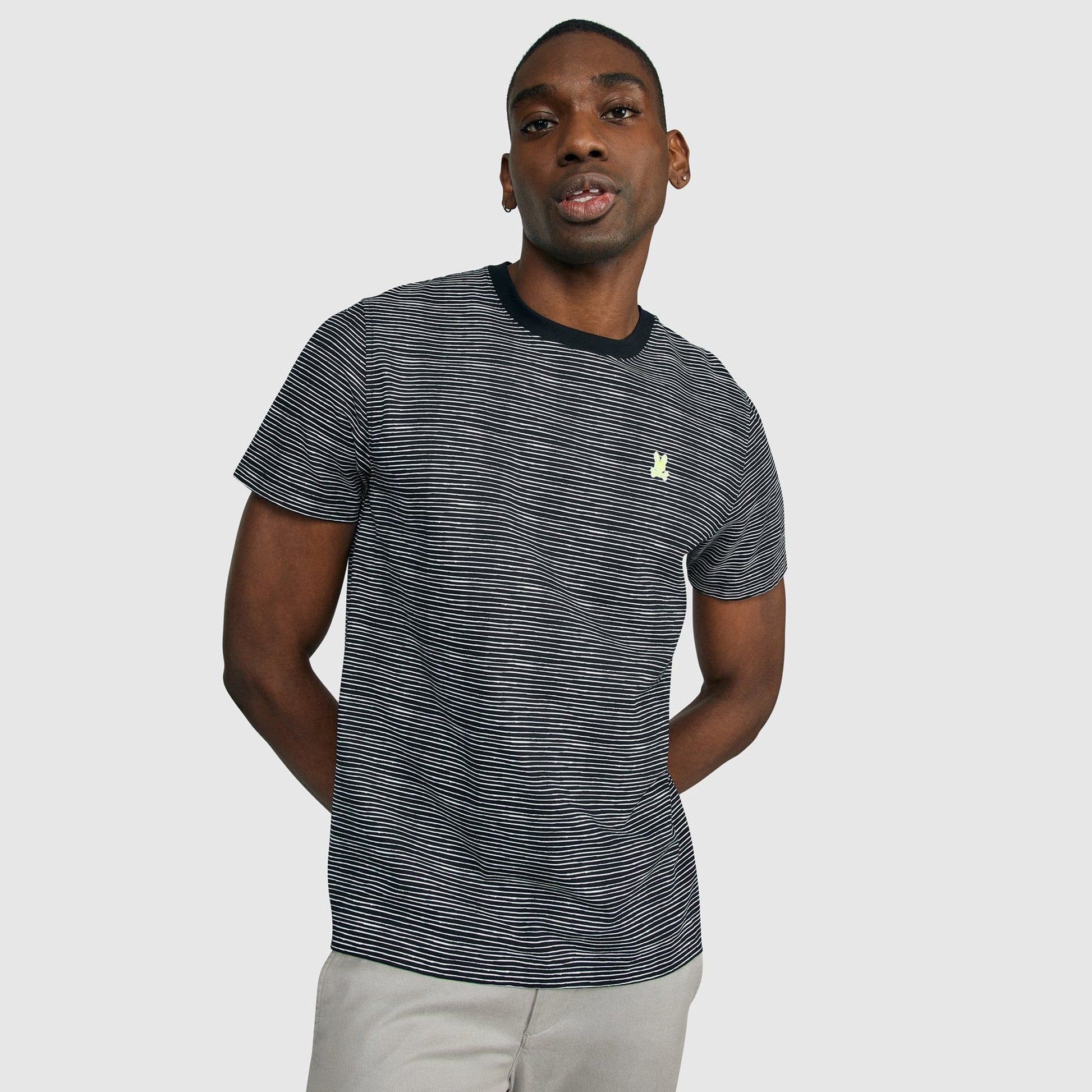 Psycho Lucas - Hand Drawn Stripe Tee - Black