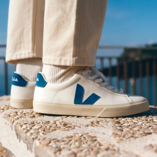 - Campo Chromefree Leather Sneakers - Extra White/Swedish Blue