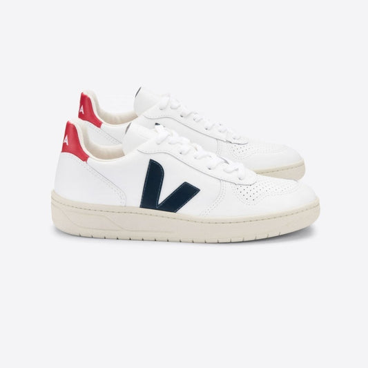 - V-10 - Leather Sneakers - White Nautico Pekin