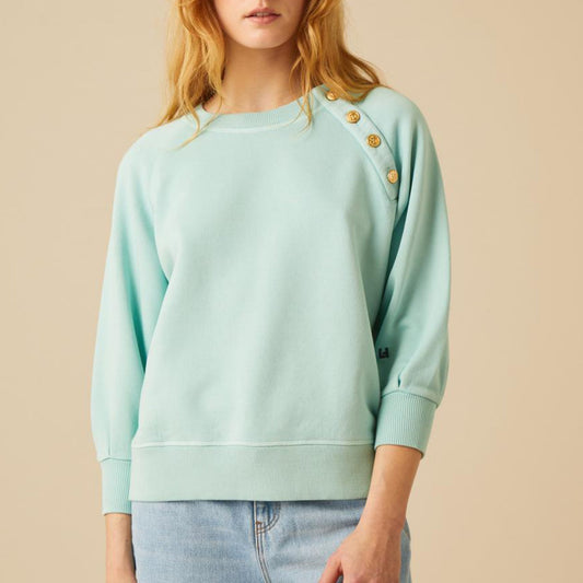 - Sally Button Sweatshirt - Plain Sky
