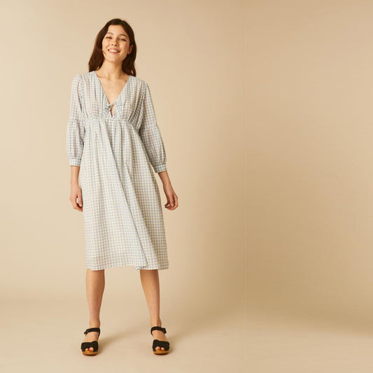 - Rafi Midi Dress - Check Blue