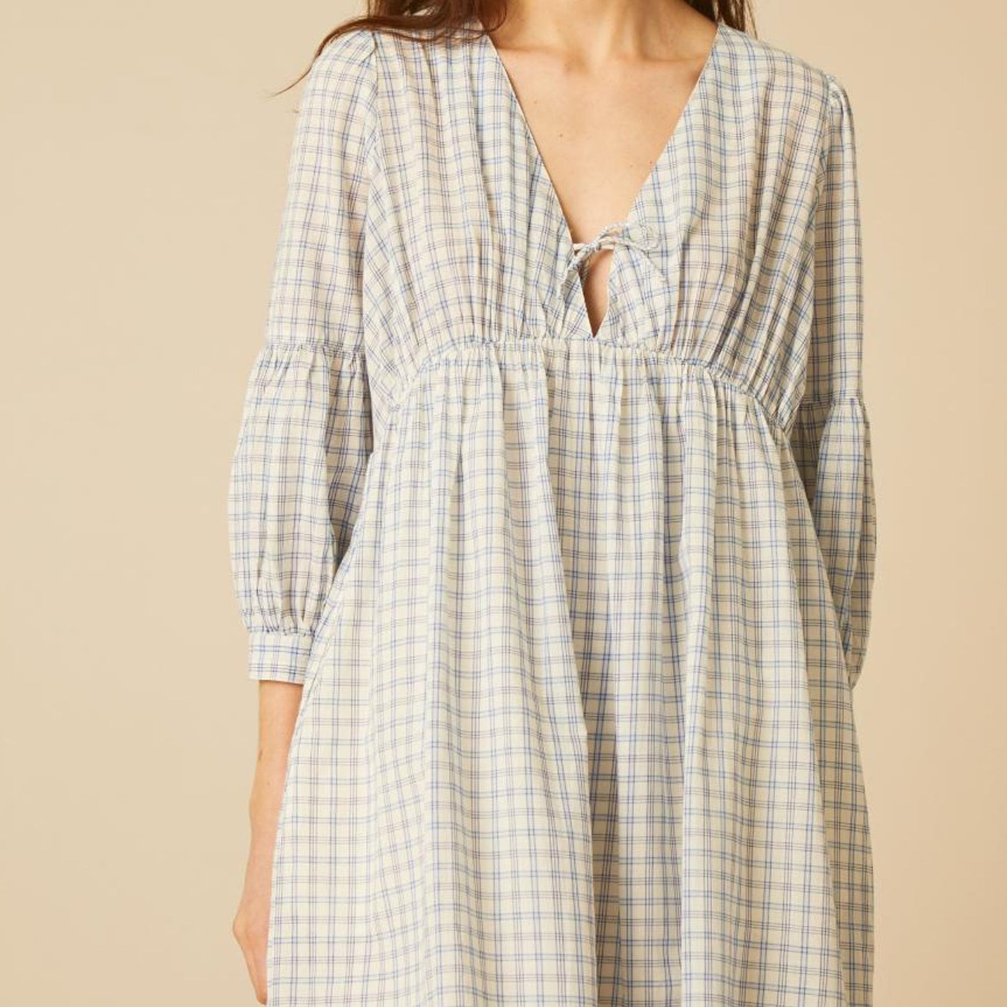 - Rafi Midi Dress - Check Blue