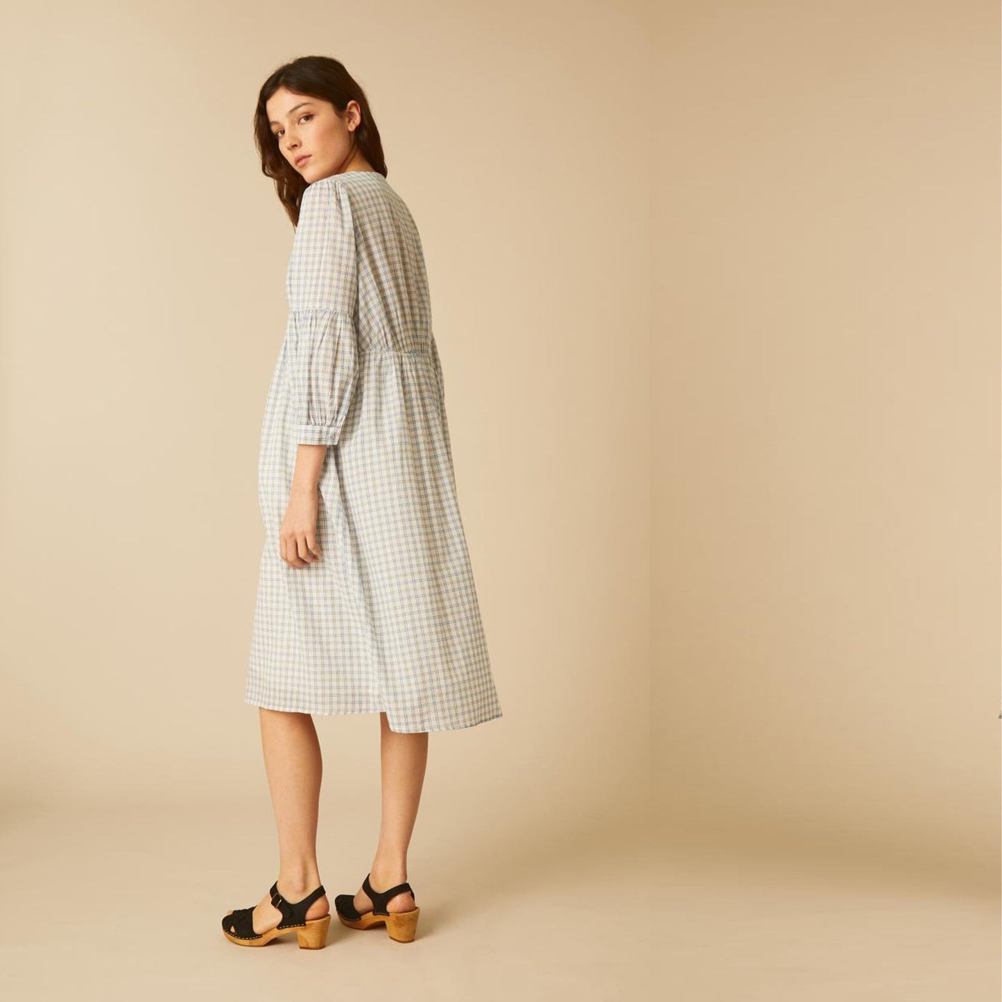 - Rafi Midi Dress - Check Blue