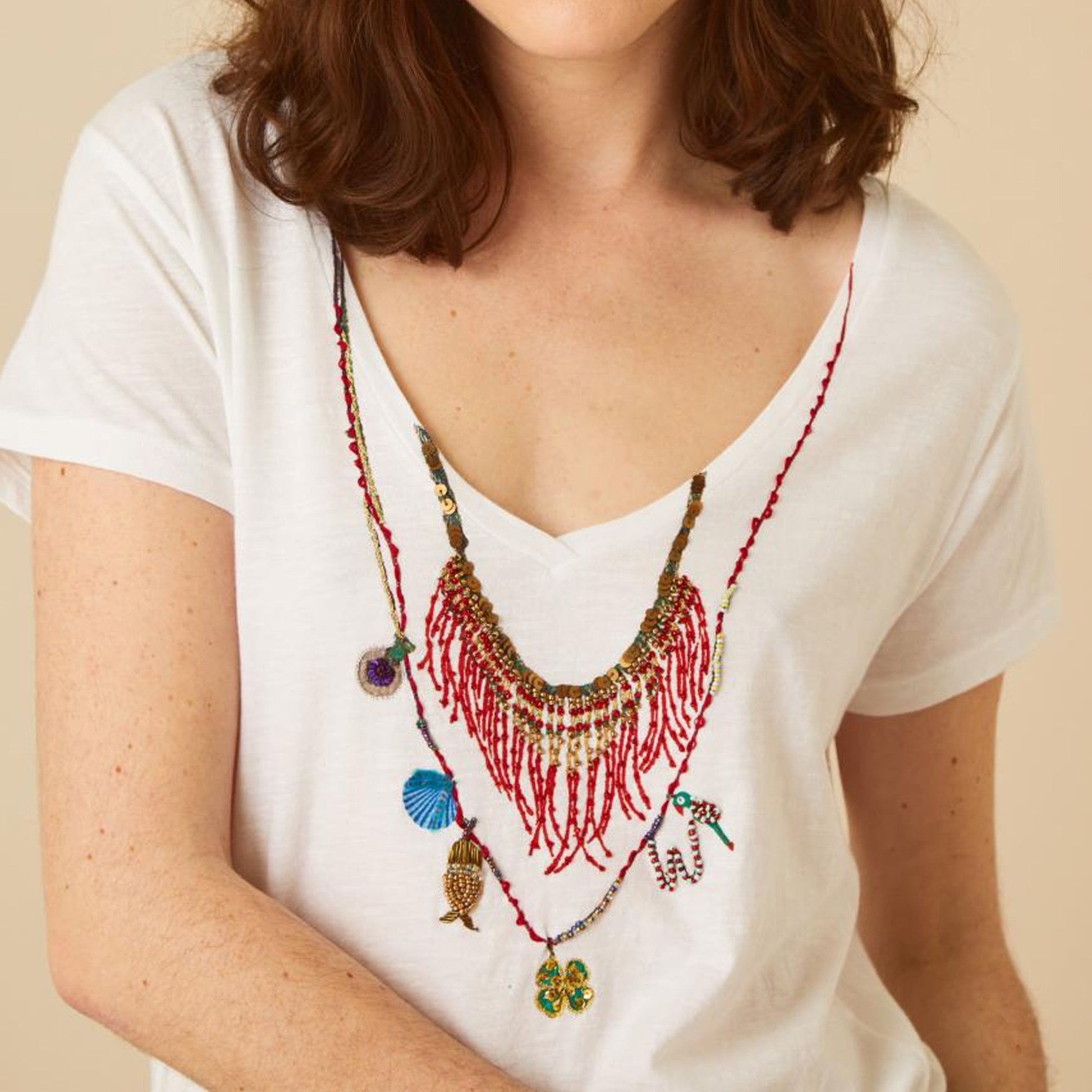Leon Tonton Afrika Necklace T-Shirt - White