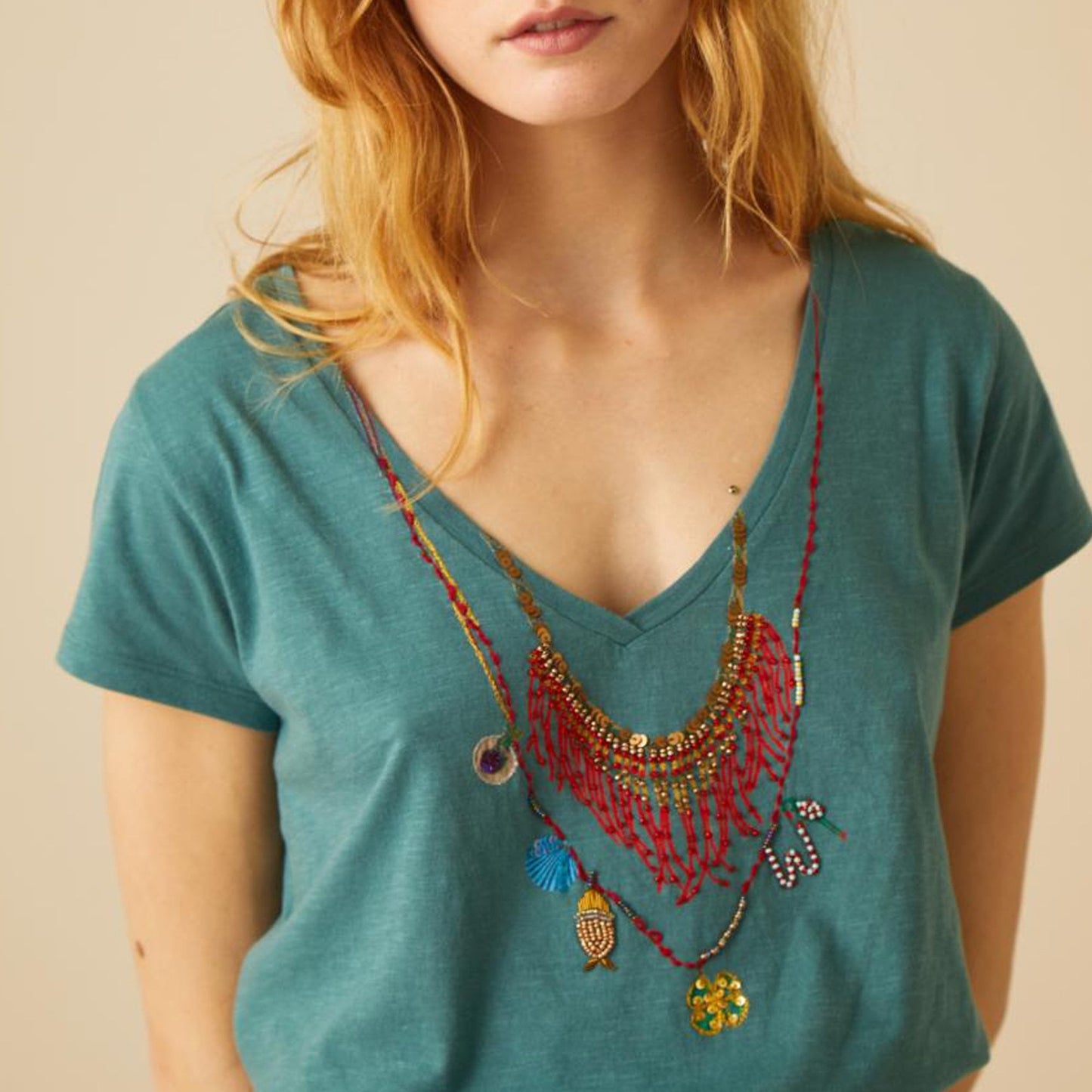 - Tonton Afrika Necklace T-shirt - Petrol