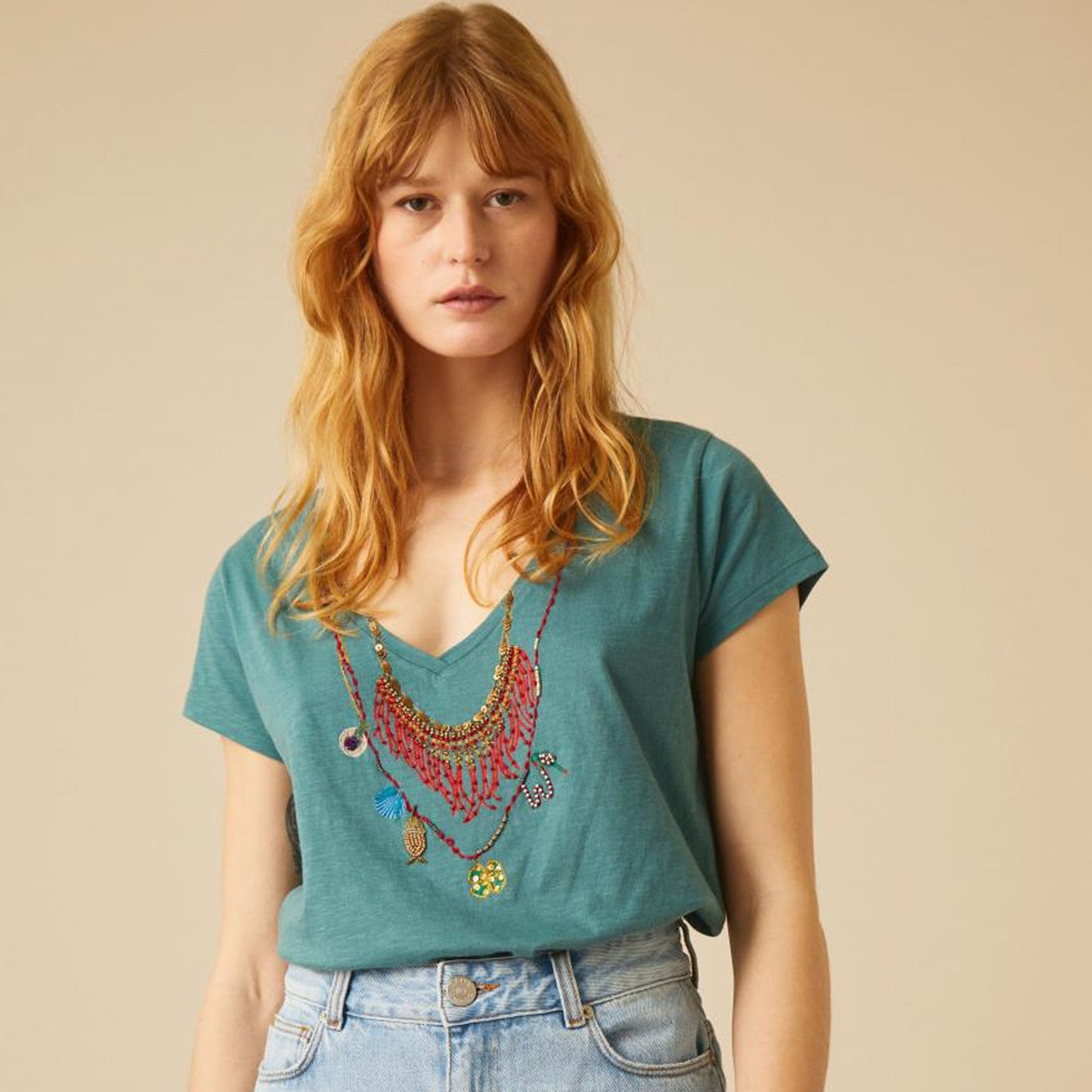 - Tonton Afrika Necklace T-shirt - Petrol