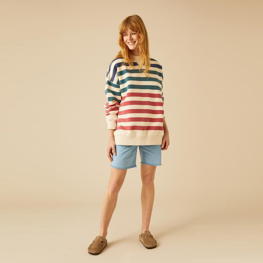 - Suzi Stripes Sweatshirt - Red