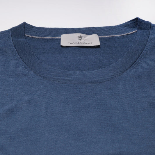 Merino Crew Neck T-Shirt - Storm Sky