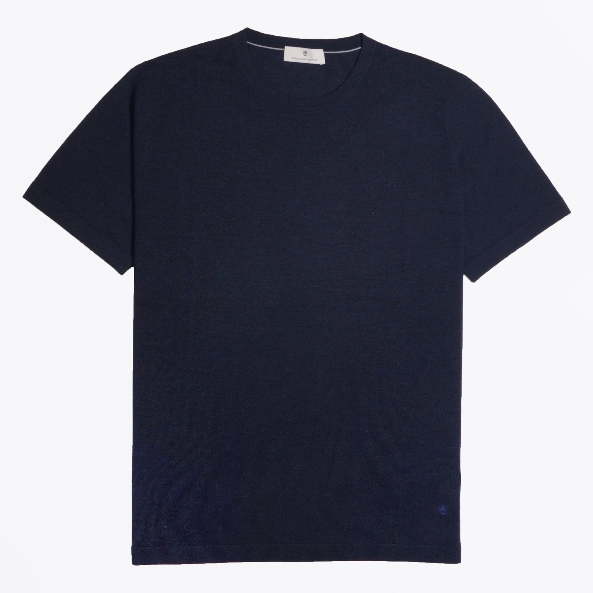 Thomas Merino Crew Neck T-Shirt - Navy