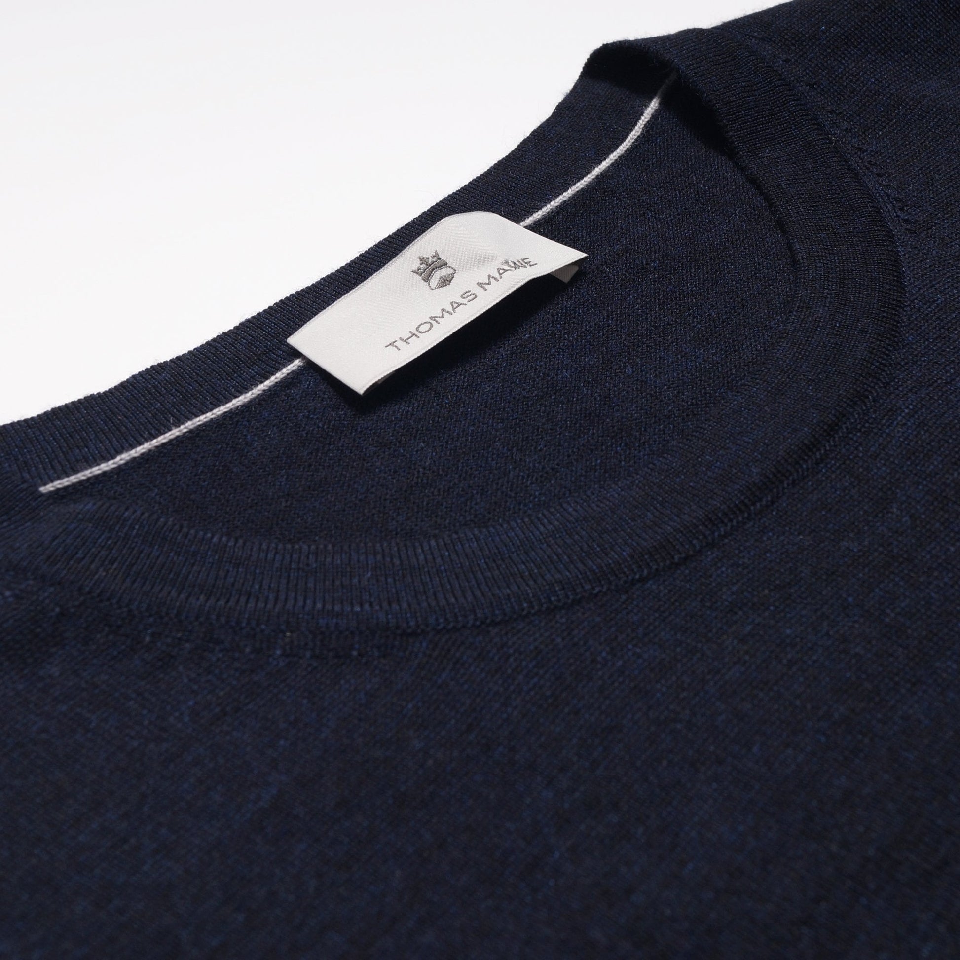 Thomas Merino Crew Neck T-Shirt - Navy