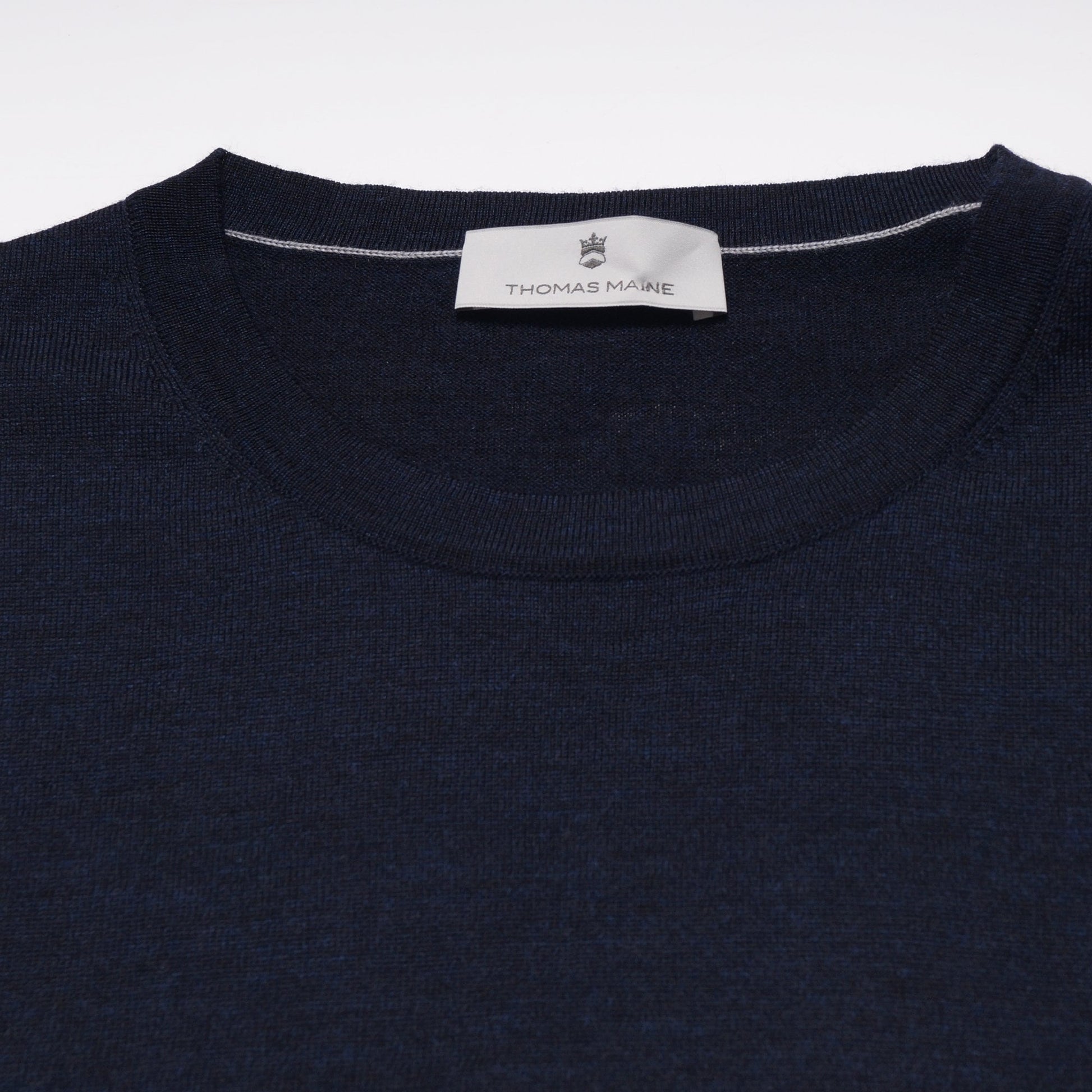 Thomas Merino Crew Neck T-Shirt - Navy
