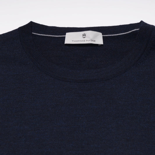 Merino Crew Neck T-Shirt - Navy