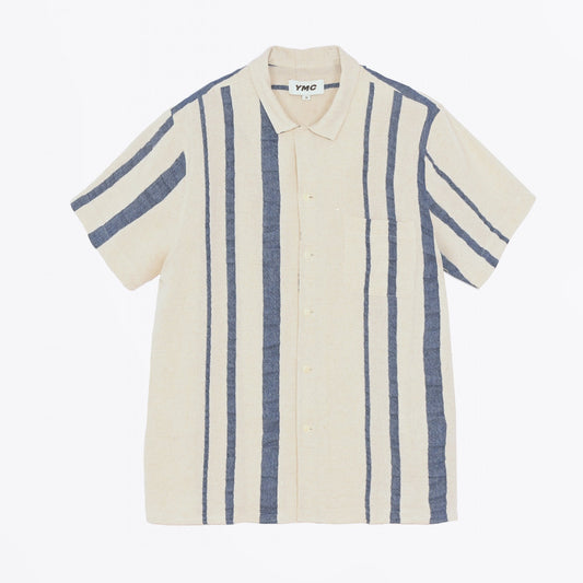 Malick - Short Sleeve Stripe Shirt - Ecru/Indigo