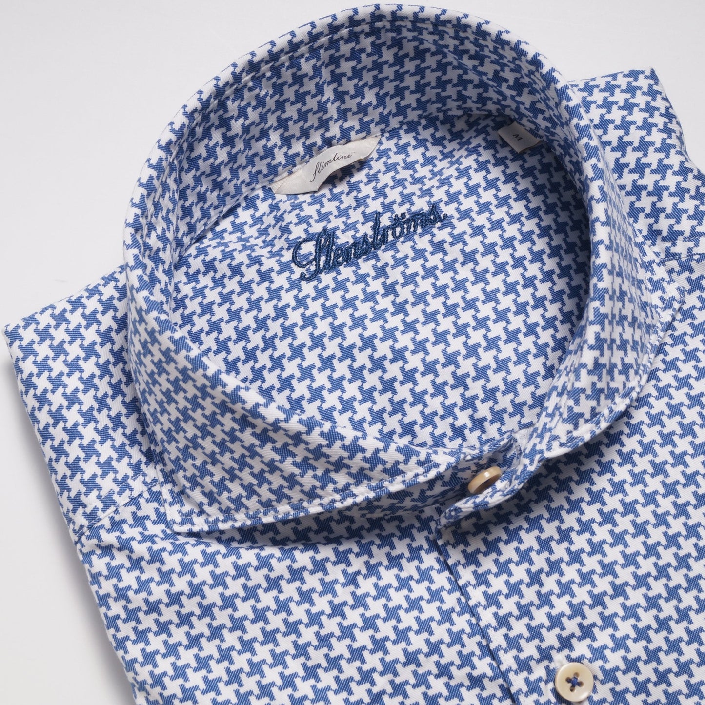 - Slimline Houndstooth Sport Shirt - White/Blue
