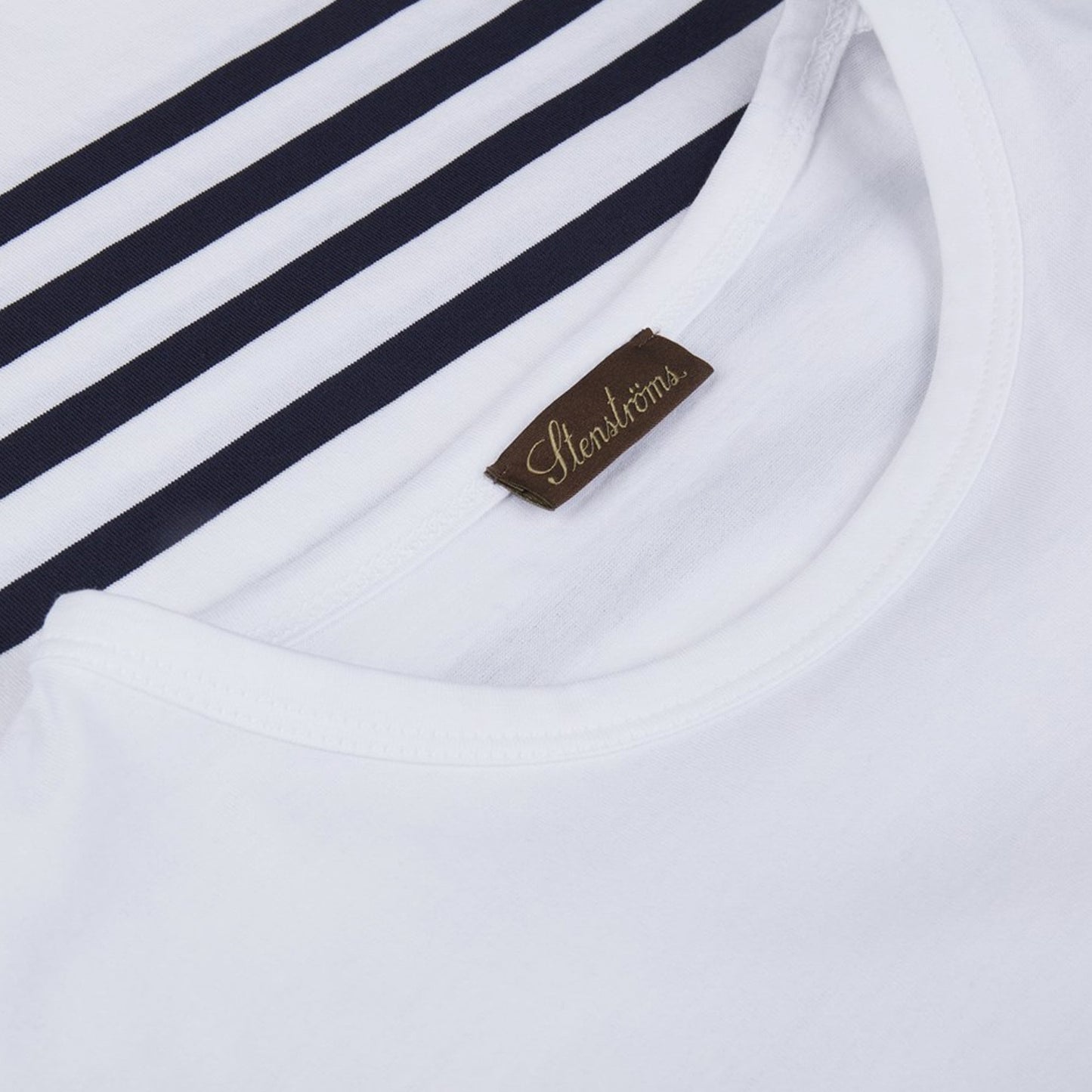 - Stripe Cotton T-Shirt - White/Navy