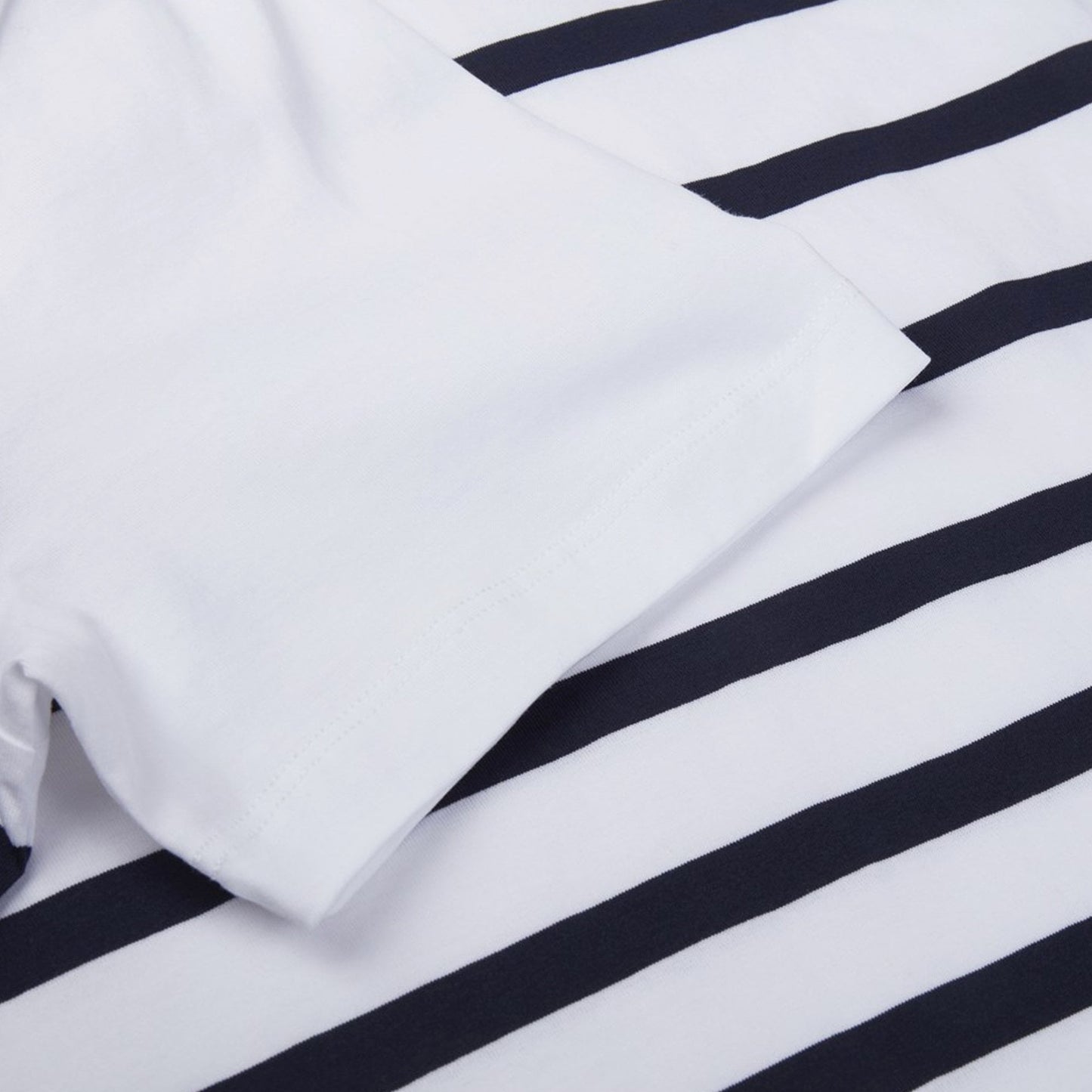 - Stripe Cotton T-Shirt - White/Navy