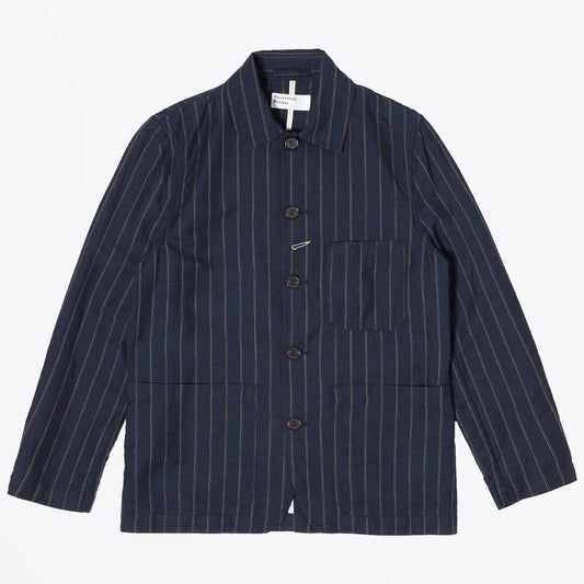 - Bakers Chore Striped Linen Jacket - Navy