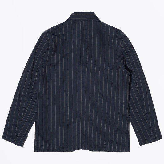 - Bakers Chore Striped Linen Jacket - Navy