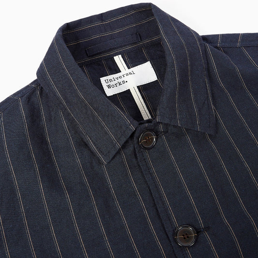 - Bakers Chore Striped Linen Jacket - Navy