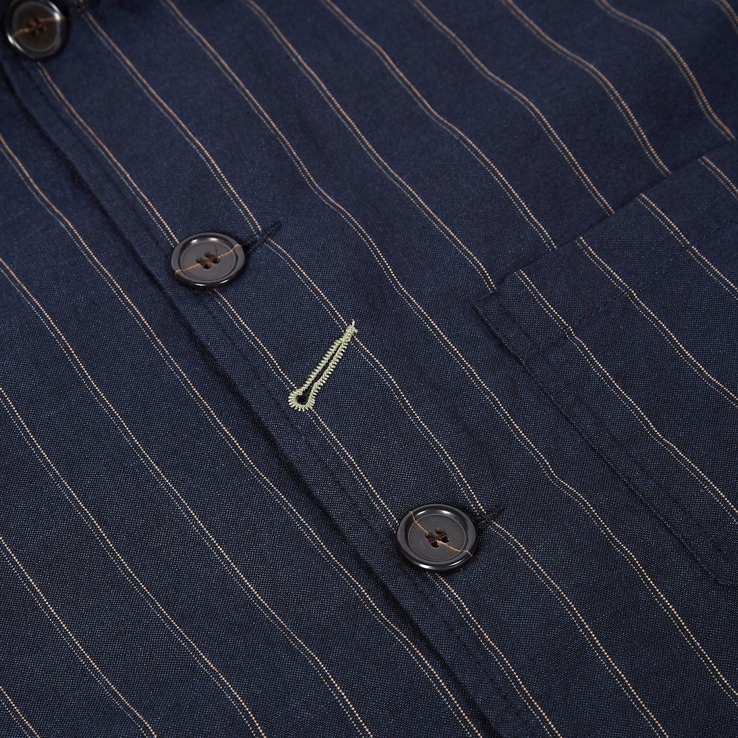 - Bakers Chore Striped Linen Jacket - Navy
