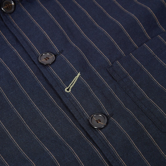 - Bakers Chore Striped Linen Jacket - Navy