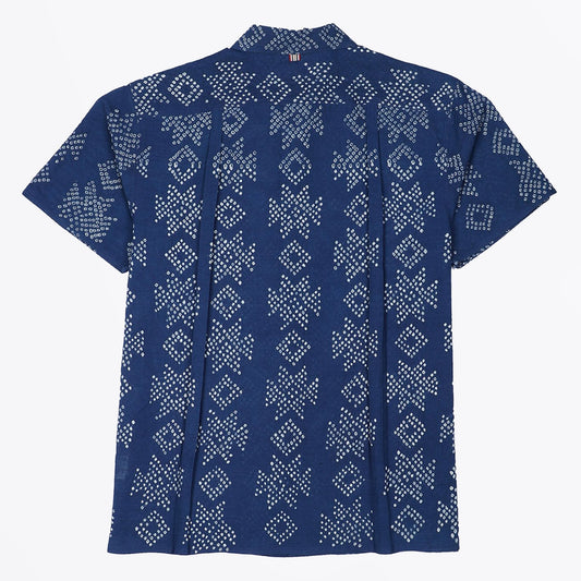 - Chintan - Bandhani Short Sleeve Shirt - Indigo