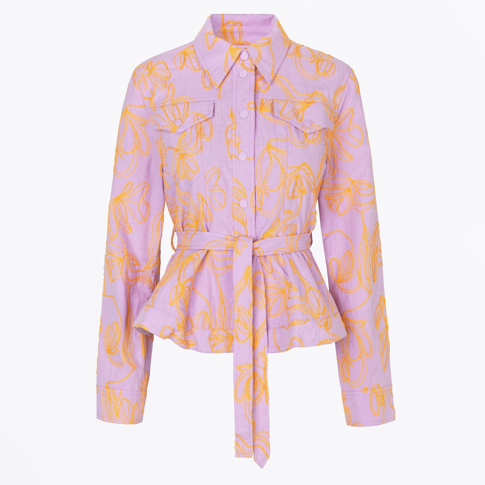 Stine Idris Embroidered Flowers Jacket - Lilac